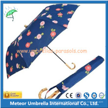 Promotion Bamboo Handle Manual 2 Folding Rain Umbrella